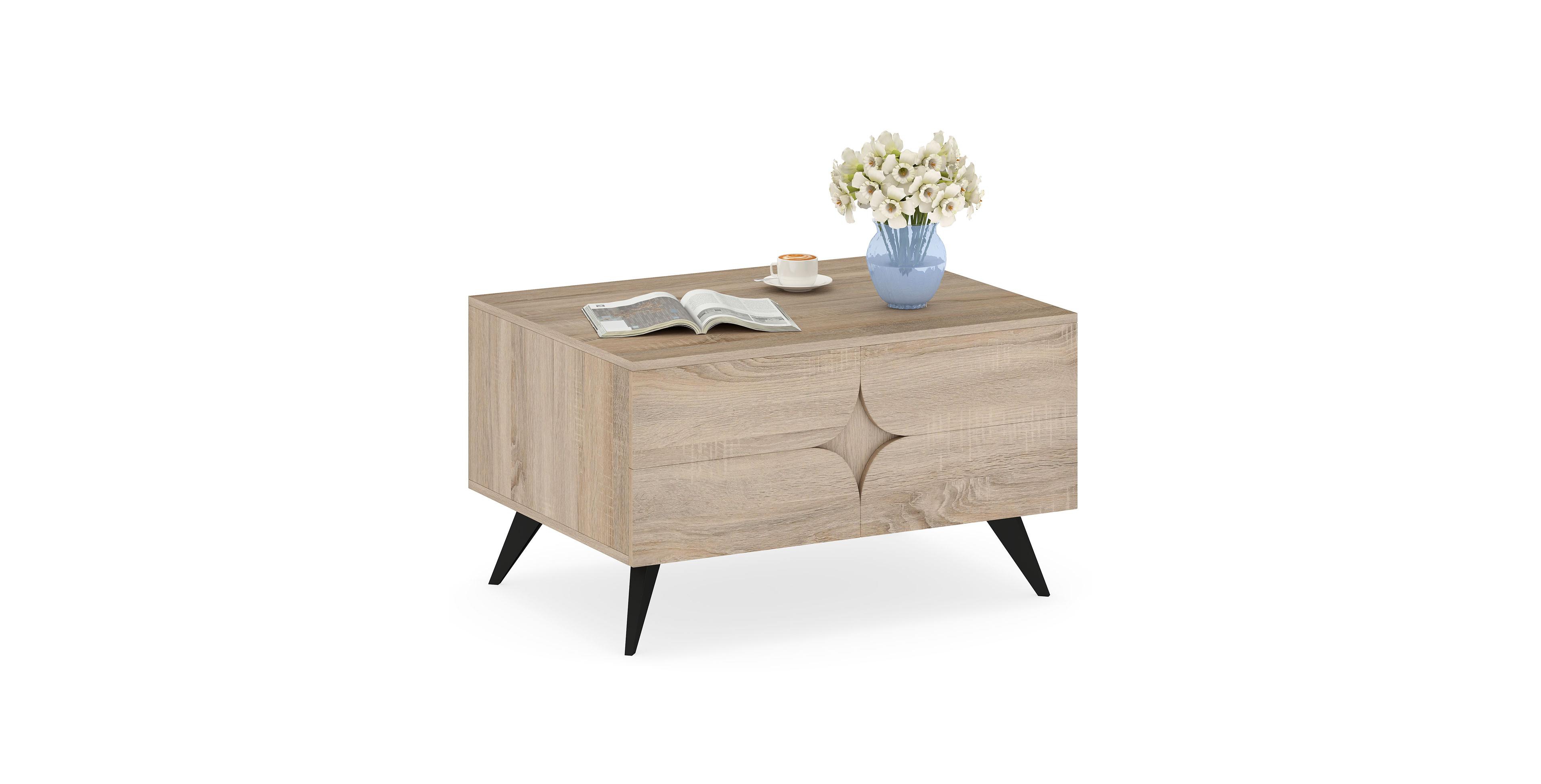 Mecale Farmhouse Accent Modern Coffee Table with Storage for Living Room Bedroom