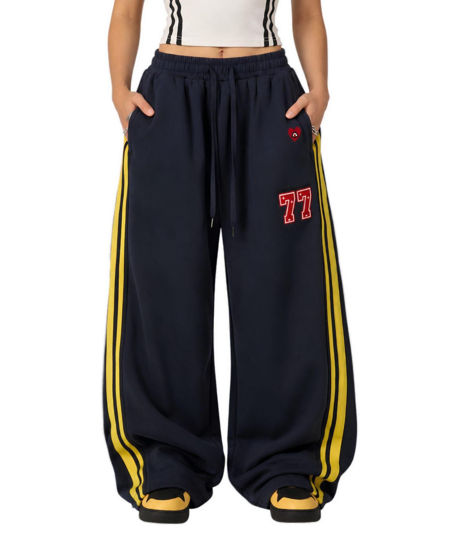 Women's Stripe Baggy Mid-Rise Sweatpants