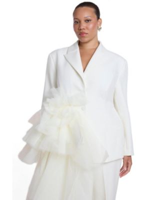 Plus Size Dramatic Tiered Tulle Tailored-Fit Blazer