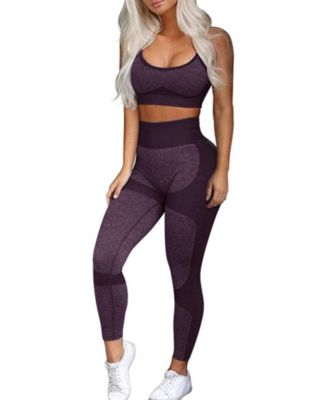 Women's Seamless High-Waisted Compression Sports Bra and Leggings, 2-Piece Set