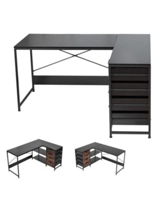 59-Inch Reversible L-Shaped Computer Desk