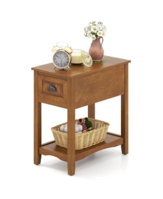 Contemporary Chair Side End Table Compact Table with Drawer Nightstand