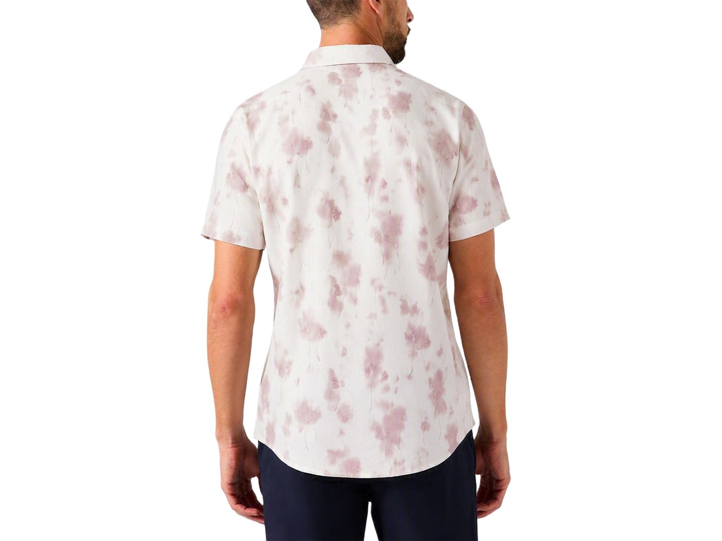 Мужская рубашка GUESS Knox Jacquard Short-Sleeve Floral Print Regular-Fit, цвет: Кирпичный розовый разноцветный — фото 4