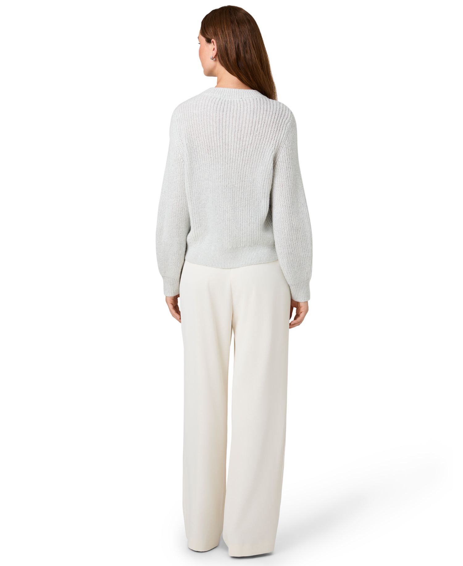 Women's Micro Sequin Cable-Knit Long-Sleeve Pullover