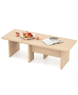 Modular Coffee Table Set of 2 L Shaped Center Tables for Small