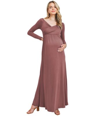 Maternity Off-the-Shoulder Long-Sleeve Maxi Dress