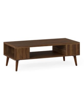 42 Inch Mid Century Modern Coffee Table Rectangular with Open Compartment