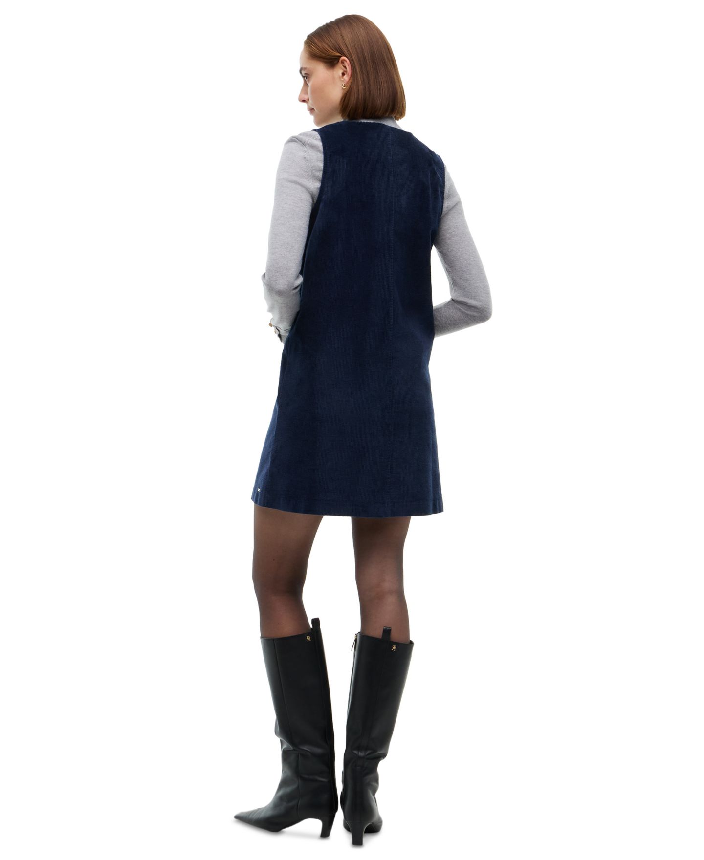 Женское платье Tommy Hilfiger Corduroy Scoop Neck Mini, цвет: Тёмный синий — фото 2