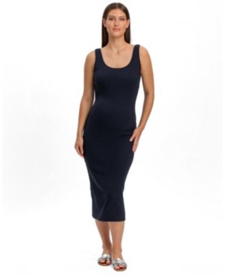 Maternity Ibiza Square-Neckline Midi Ribbed Tank Dress