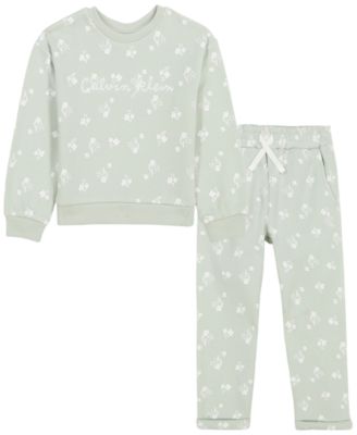 Girls' Floral-Print Long-Sleeve Sweatshirt and Jogger Pants, 2-Piece Set