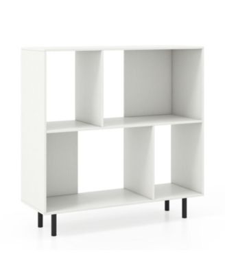 3-Tier Open Bookcase with 4 Compartments and Metal Legs