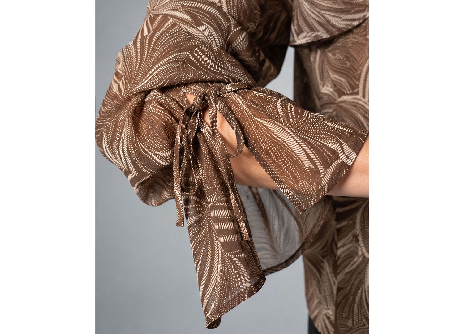 Women's Long-Sleeve Double-Ruffle V-Neck Blouse