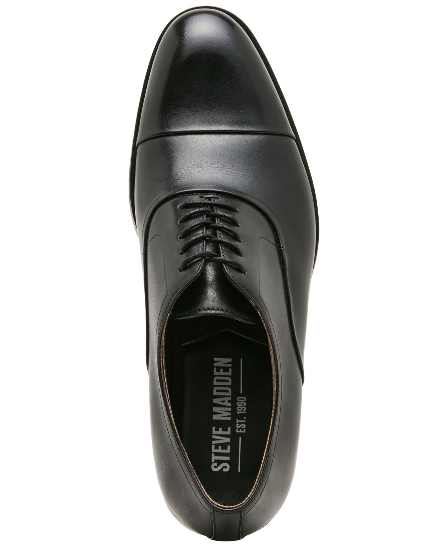 Мужские кожаные классические туфли-оксфорды Steve Madden Henri с носком кап-тоу, цвет: Чёрный — фото 4