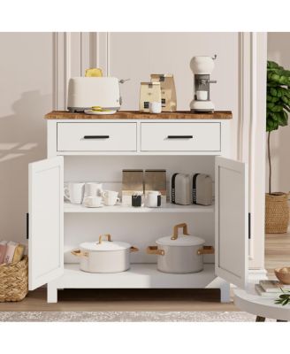 Modern Farmhouse Kitchen Storage Cabinet and Coffee Bar with Drawers