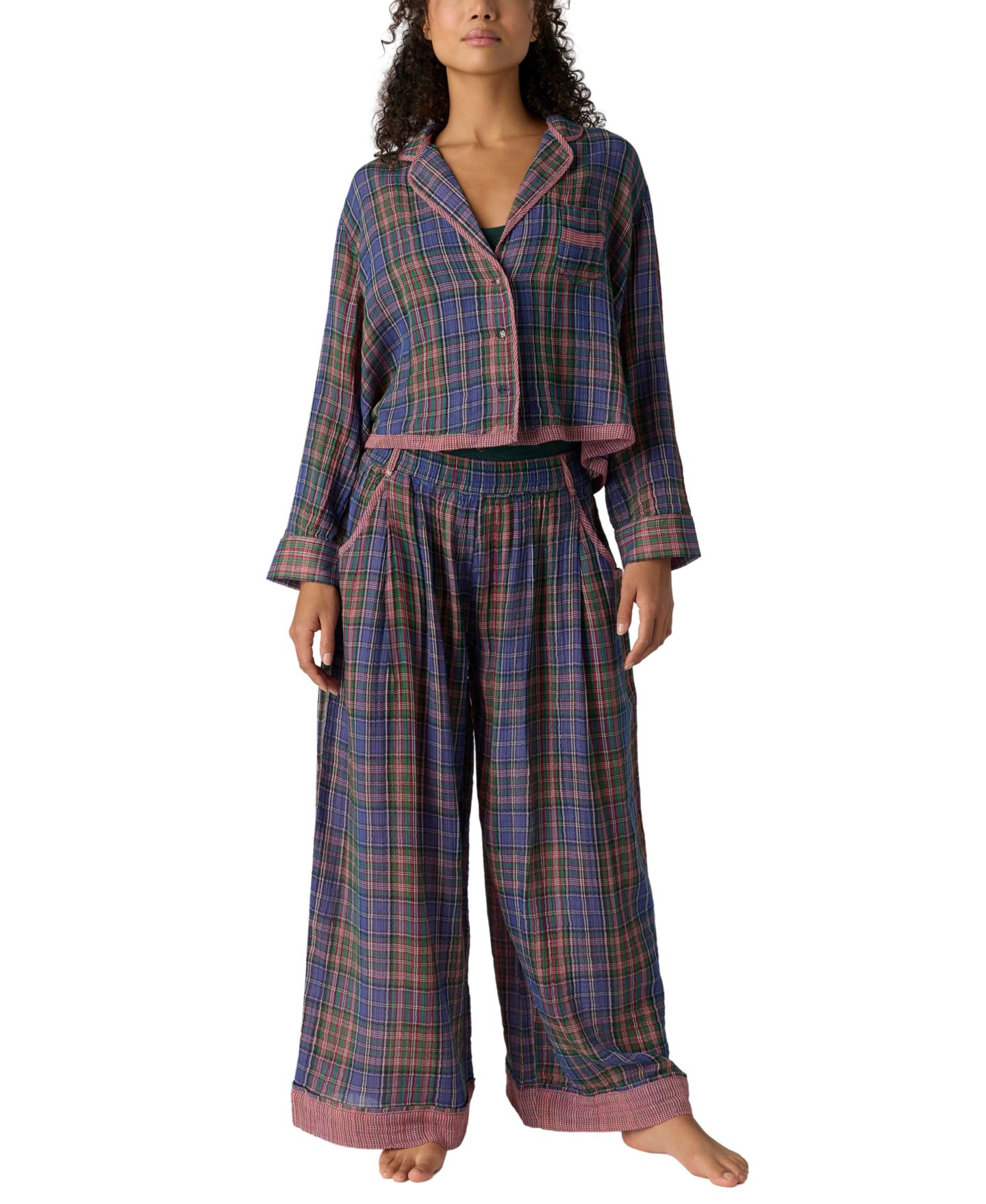 Женская рубашка Free People One And Done Plaid Long-Sleeve PJ, цвет: Полуночный комбинированный — фото 2