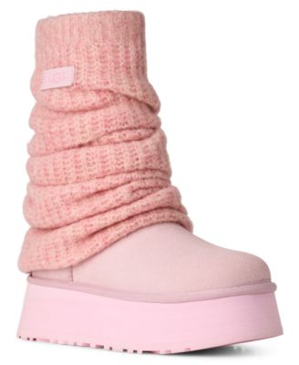 Women's Classic Mini Dipper Removable Knit Leg Warmer Suede Boots