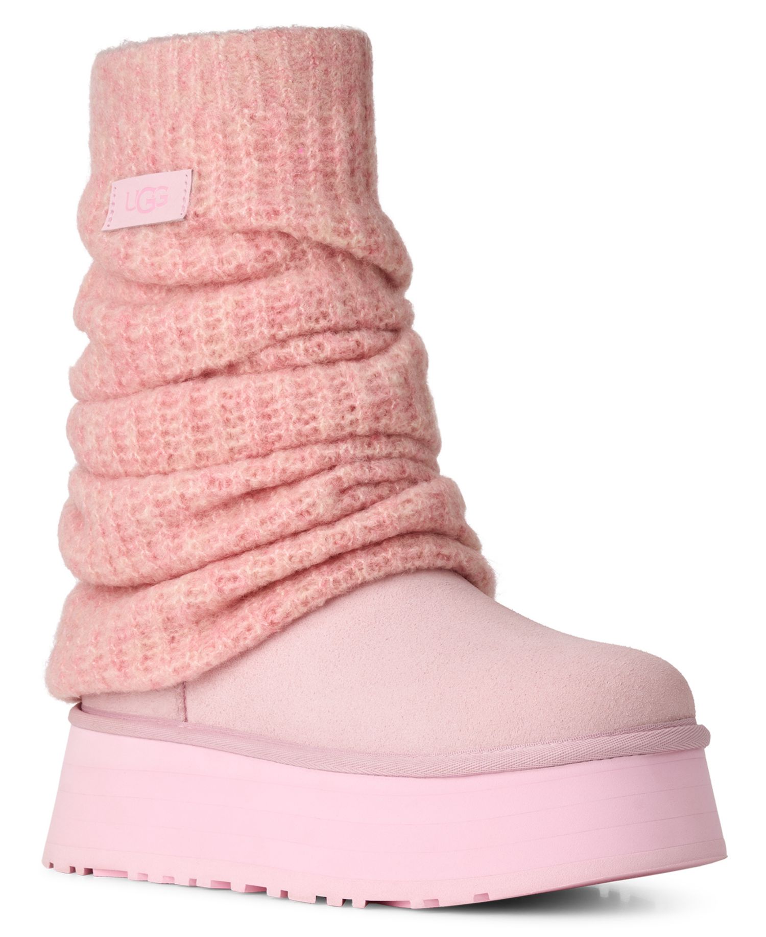 Women's Classic Mini Dipper Removable Knit Leg Warmer Suede Boots