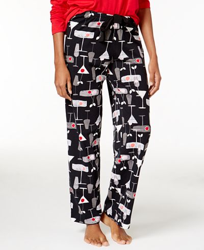 Hue Printed Knit Pajama Pants with Back Pocket
