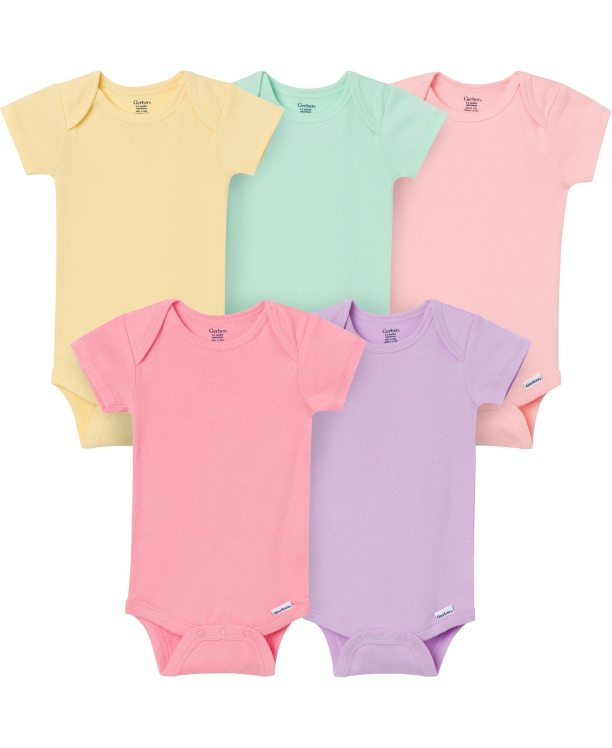 Gerber Baby (0-3 M to 24 ) 5-Pack Short Sleeve Bodysuits, Pastels
