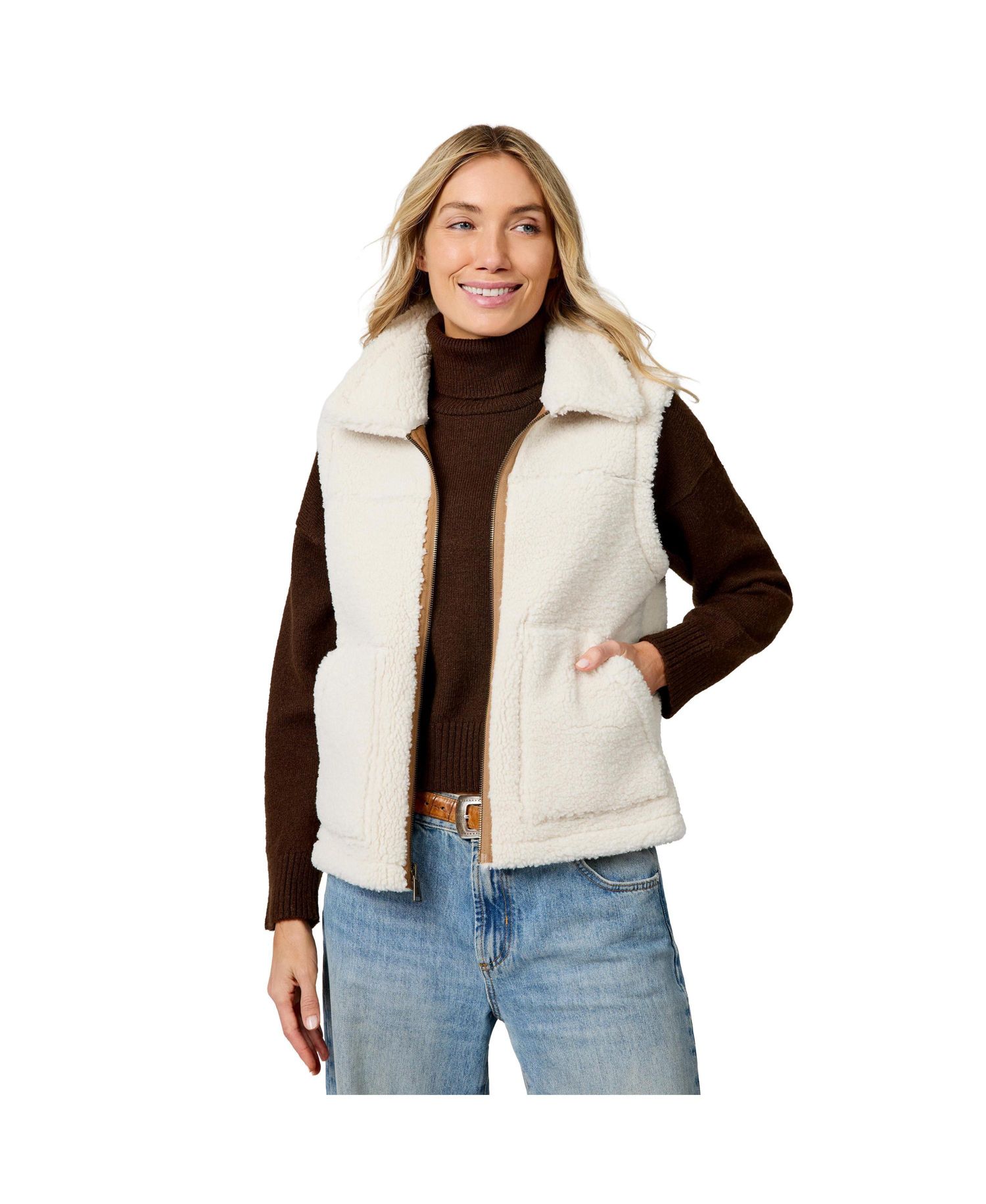 Women's Faux-Suede Shearling Reversible Vest