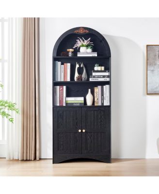 Arched Storage Cabinet with Adjustable Shelves and Anti-Tip Strap