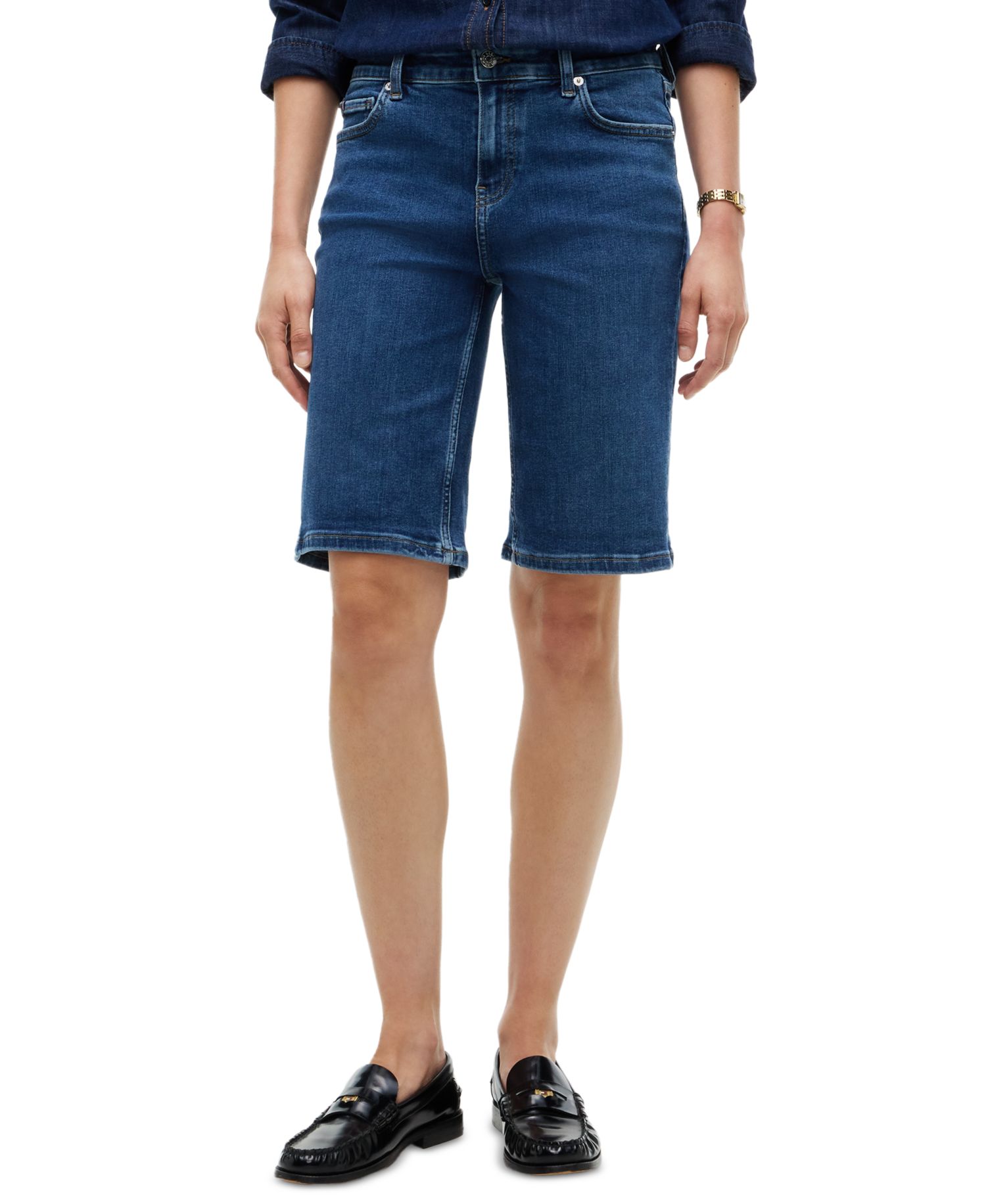 Women's Mid-Rise Slim Cuffed Denim Shorts
