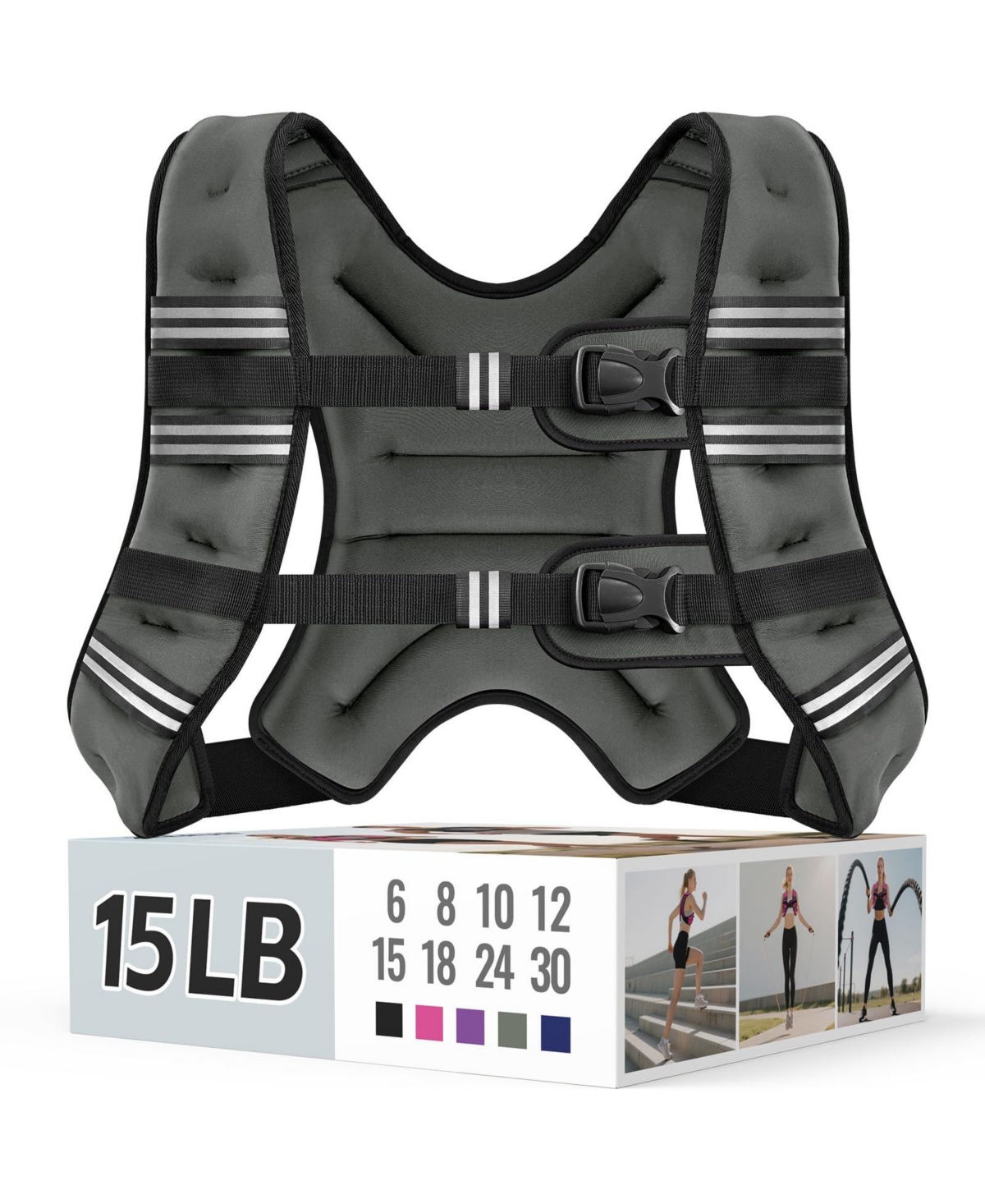 Sportneer Weighted Vest No Fur Skin Friendly Neoprene Adjustable Comfortable Workout Gear - Gray 15 lb