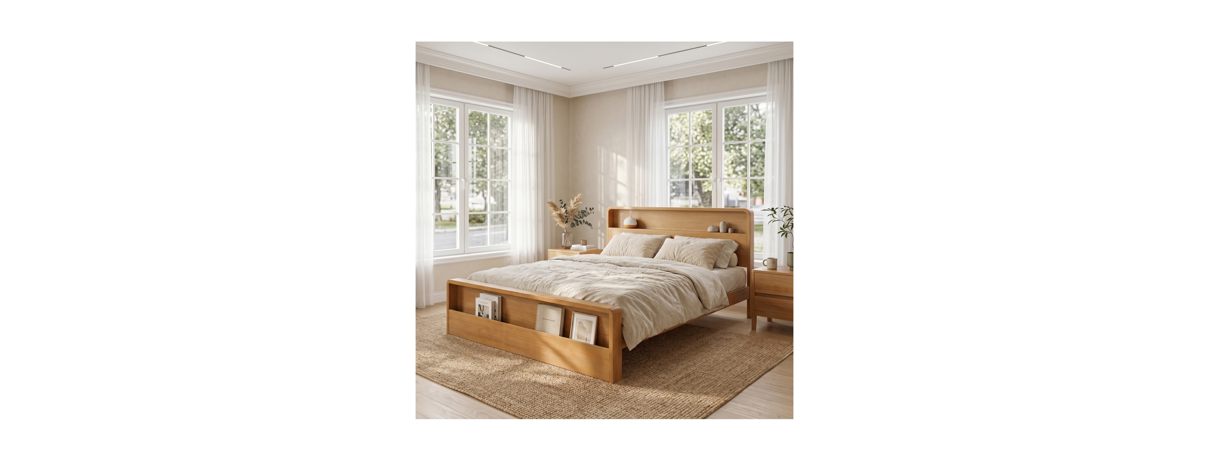 Streamdale Furniture Solid Pine Wood King Bed Frame with Storage Headboard and Footboard