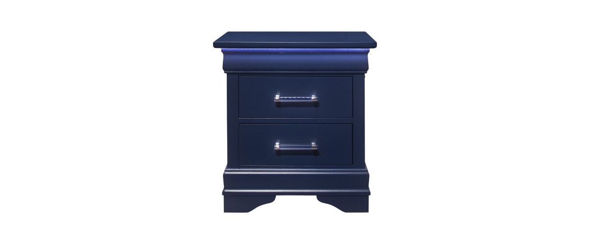 Flynama Charlston 2 Drawer Nightstand with Led Lighting Modern Bedside Storage Cabinet