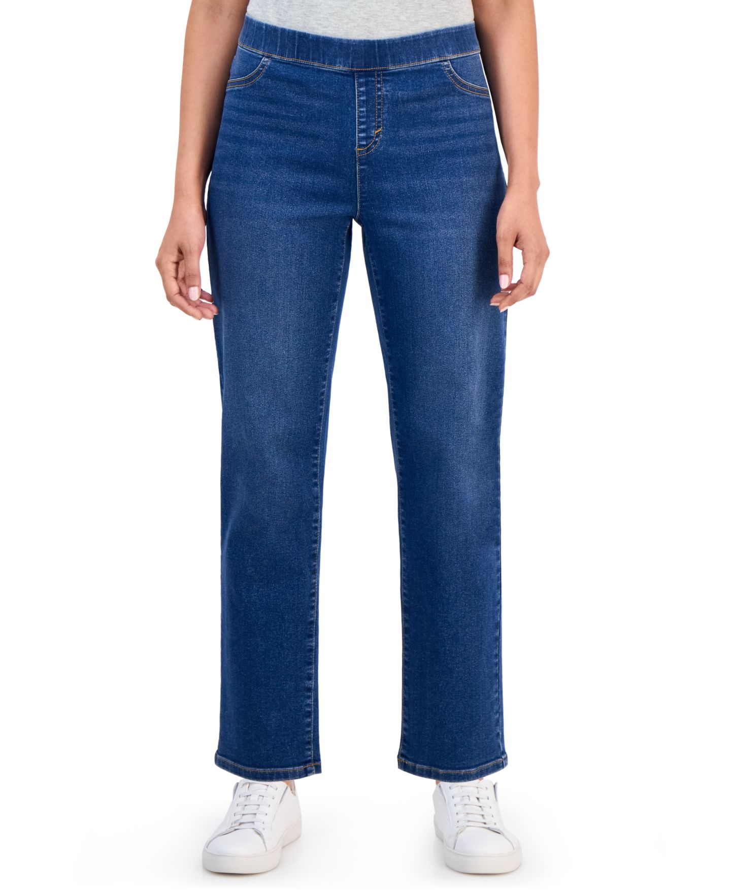 Женские джинсы Style & Co Petite Mid-Rise Pull-On Straight-Leg, цвет: Ashby — фото 4