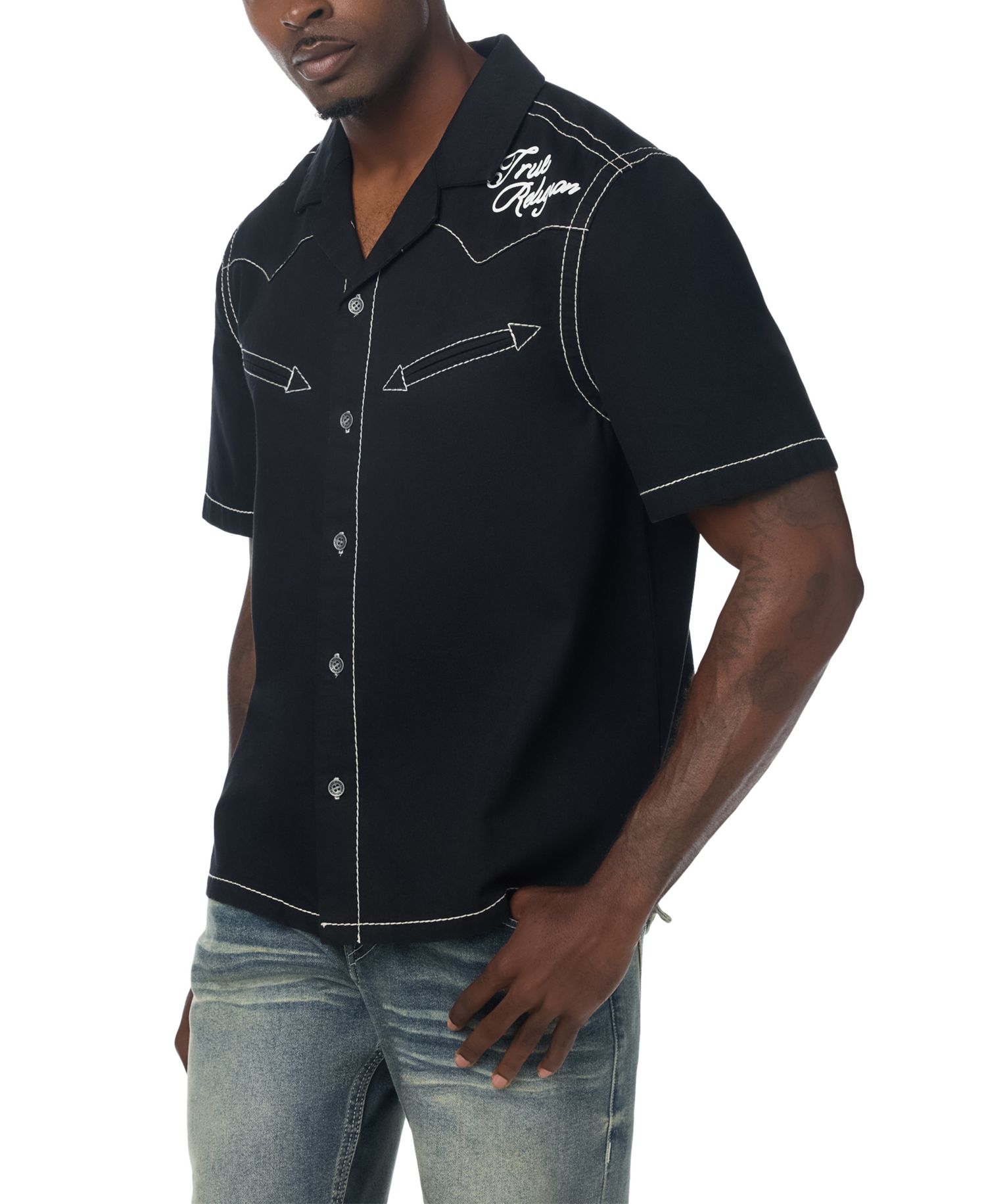 Men's Short-Sleeve Denim Western Shirt