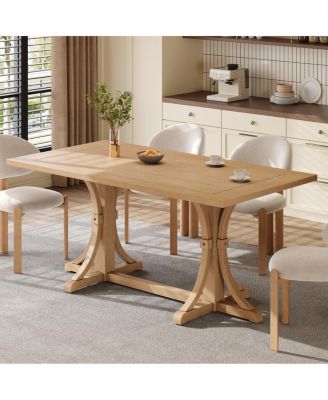 Solid Wood 60" Rustic Farmhouse Dining Table