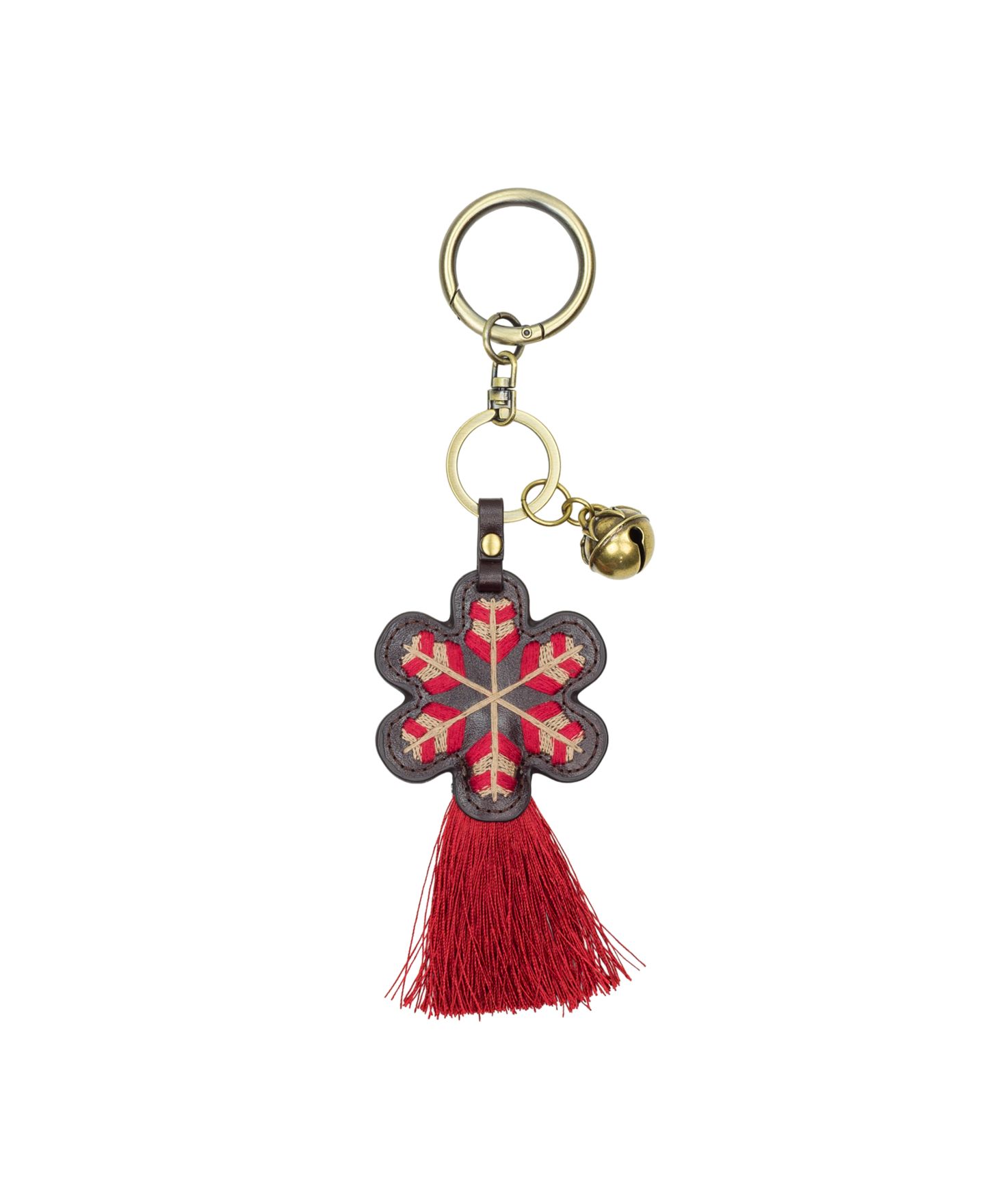Женский брелок Patricia Nash Snowflake Leather Tassel Bag Charm, цвет: Тёмно-бордовый — фото 2