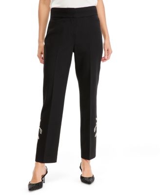 Petite Sequin-Embellished Stretch Bootcut Pants