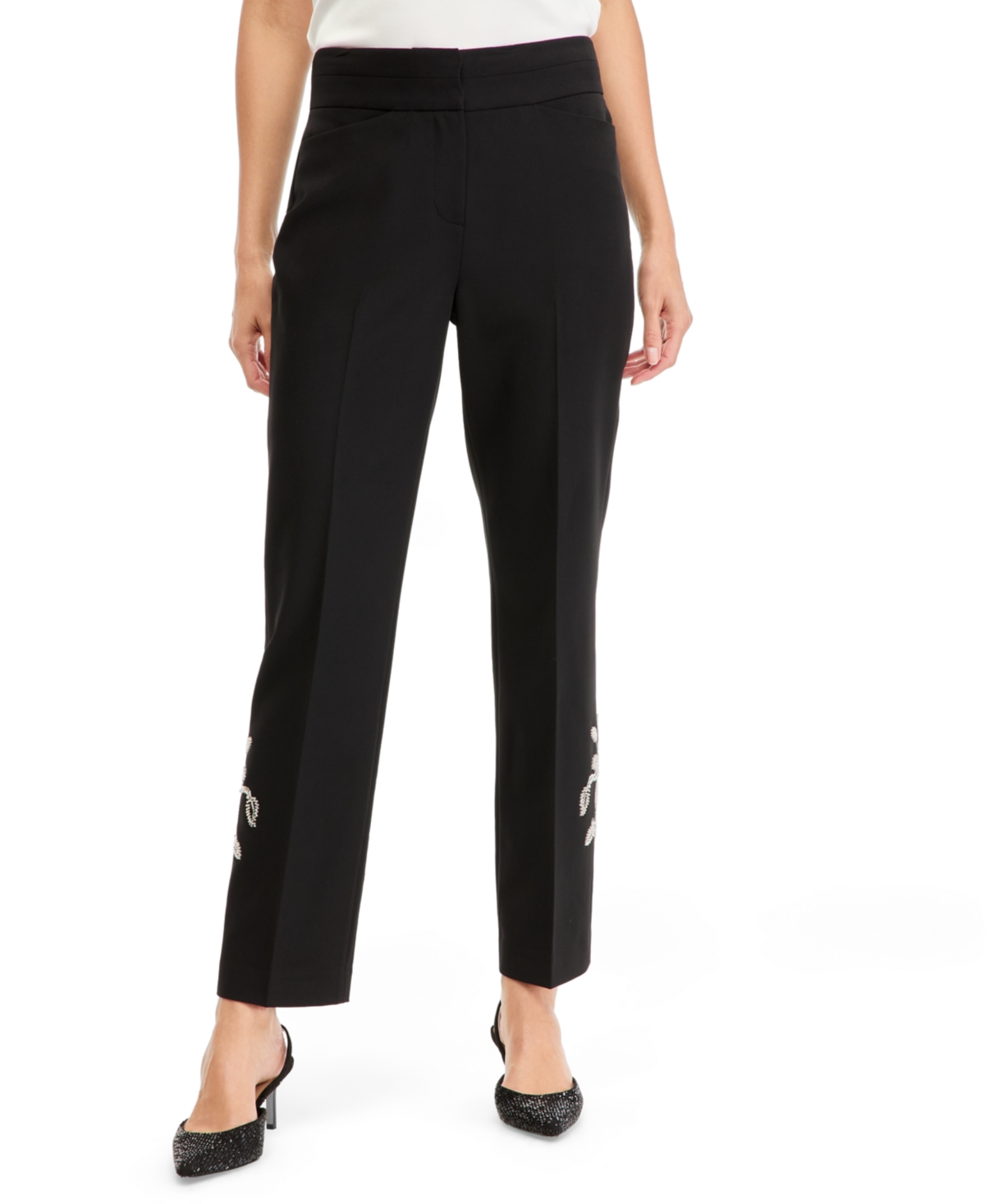 Tahari Petite Sequin-Embellished Stretch Bootcut Pants