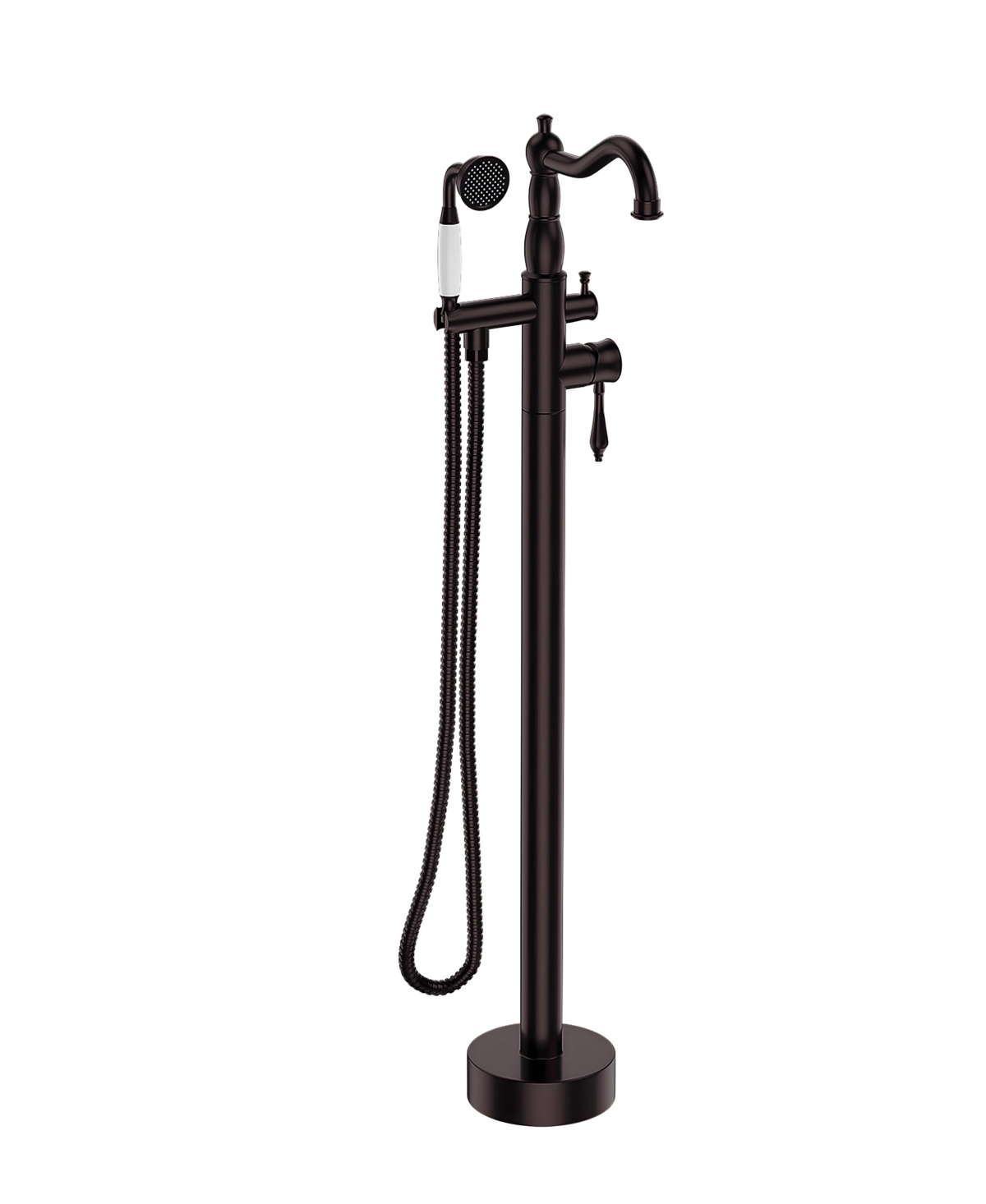 Thirtypeachy Freestanding Bathtub Faucet with Hand Shower, Single Handle Floor Mount Tub Filler for Modern Bathrooms - Bronze