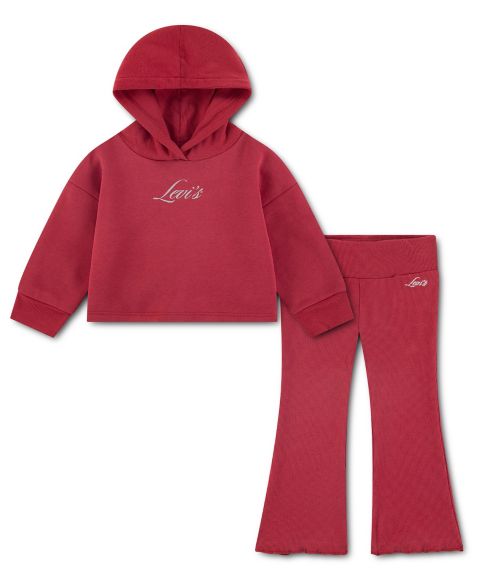 Levi's Baby Girls' Hoodie and Ribbed-Flared Pants, 2-Piece Set, цвет: Глубокий бордово-красный