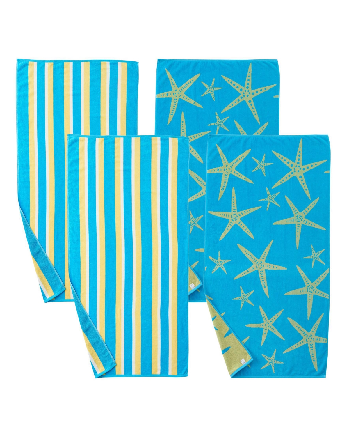 Linery & Co Cotton Jacquard 4 Pack Summer Beach Towels