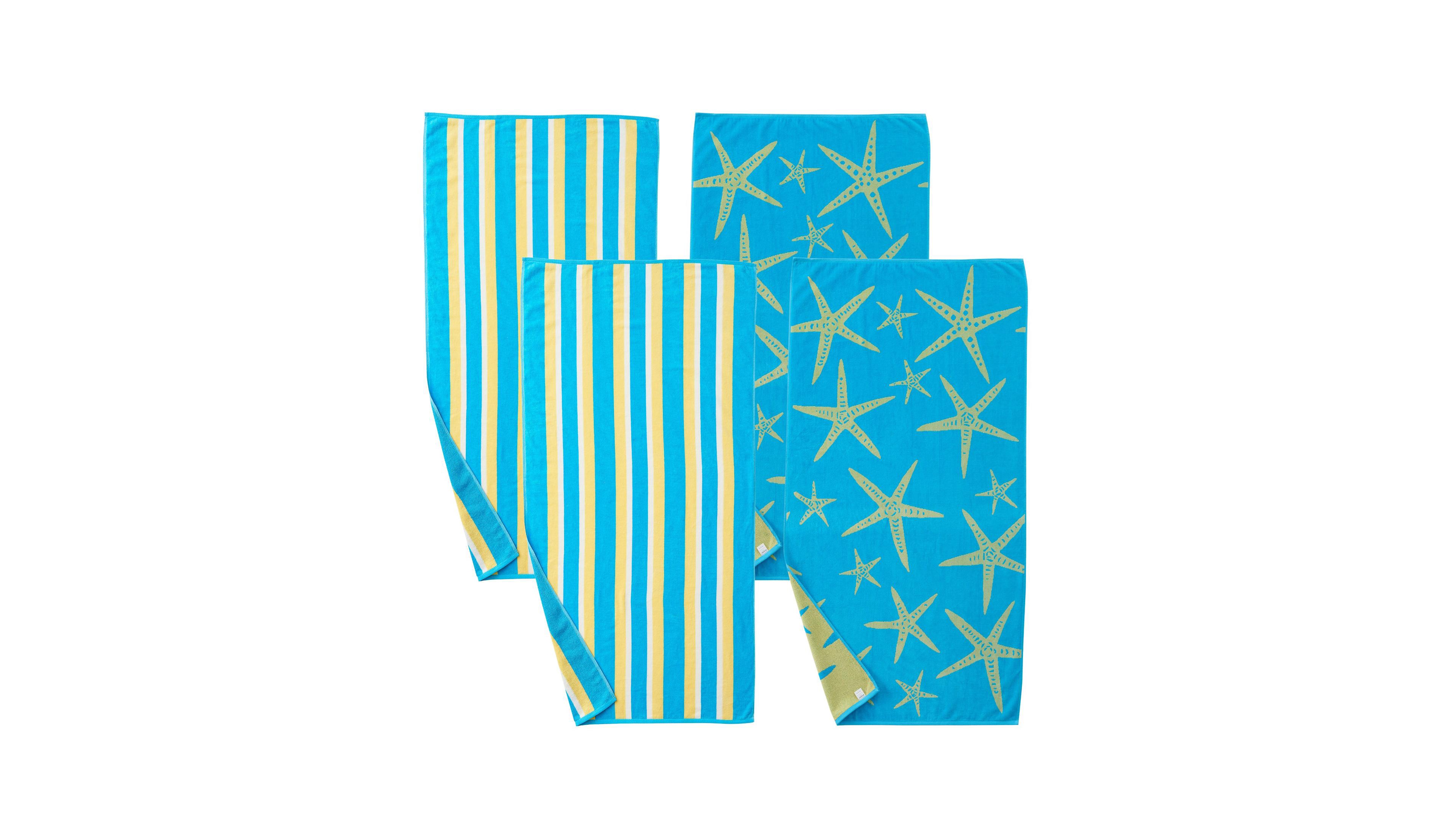 Linery & Co Cotton Jacquard 4 Pack Summer Beach Towels