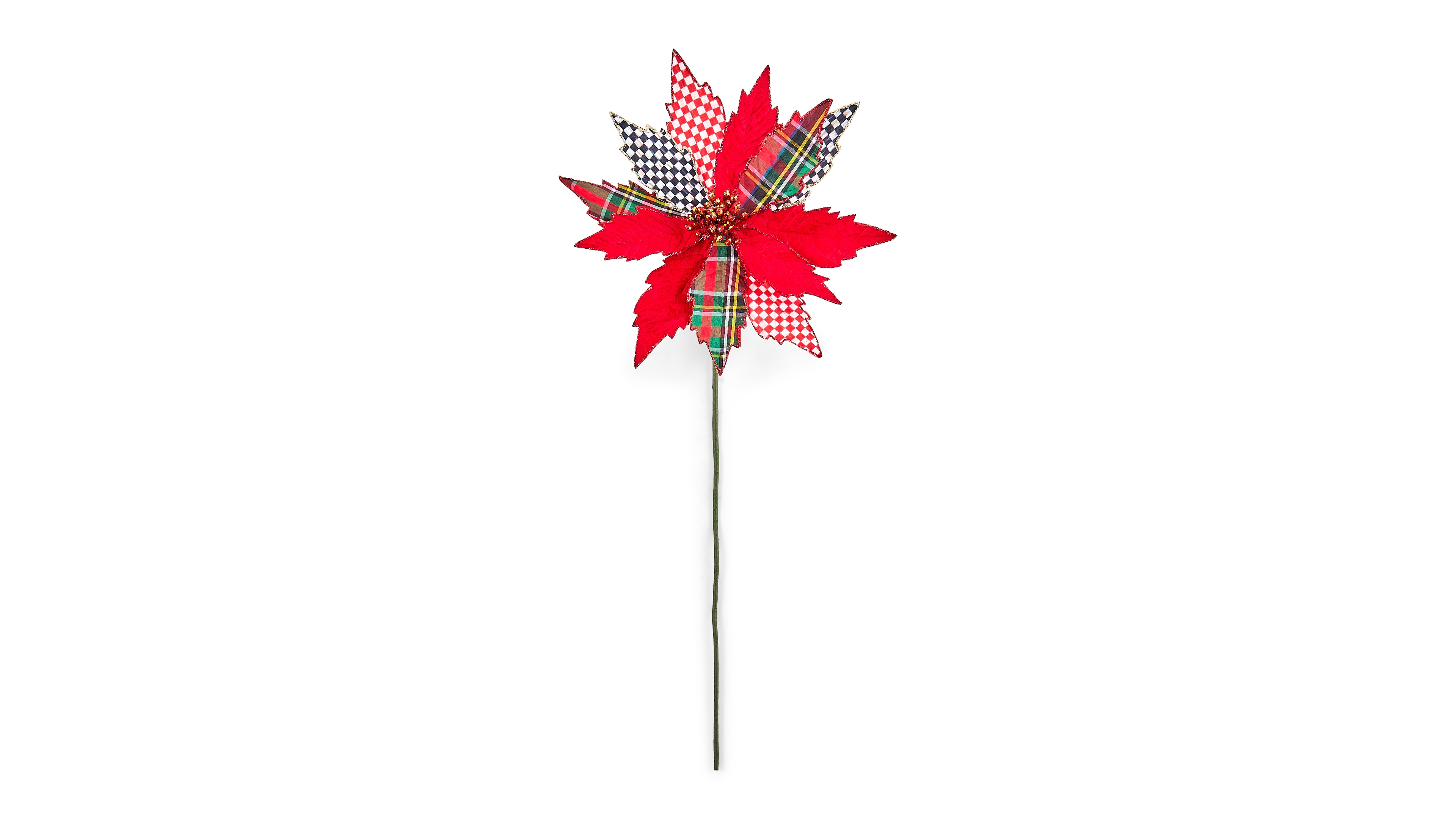 MacKenzie-Childs Timeless Tartan Poinsettia Stem
