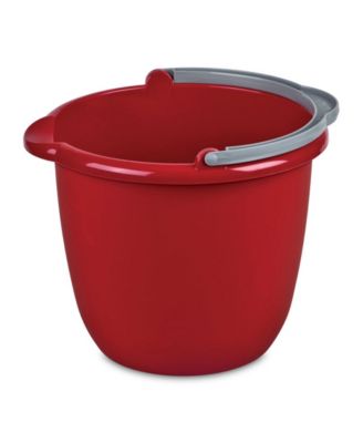 Large 10 Qt Easy Pour Spout Pail with Comfy Grip Handle, Red (24 Pack)