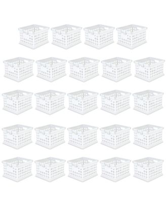 Stackable Plastic Storage Open Crate Bin Organizer Box, White, 24-Pack