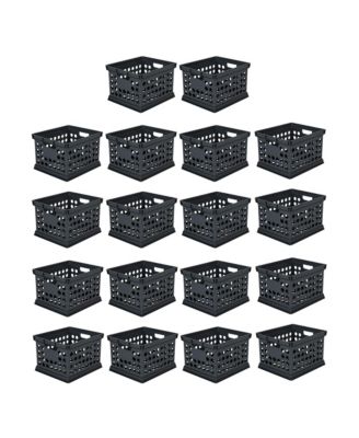 Stackable Plastic Storage Open Crate Bin Organizer Box, Black, 18 Pack