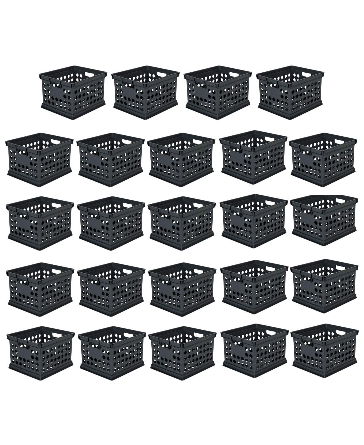 Sterilite Stackable Plastic Storage Open Crate Bin Organizer Box, Black