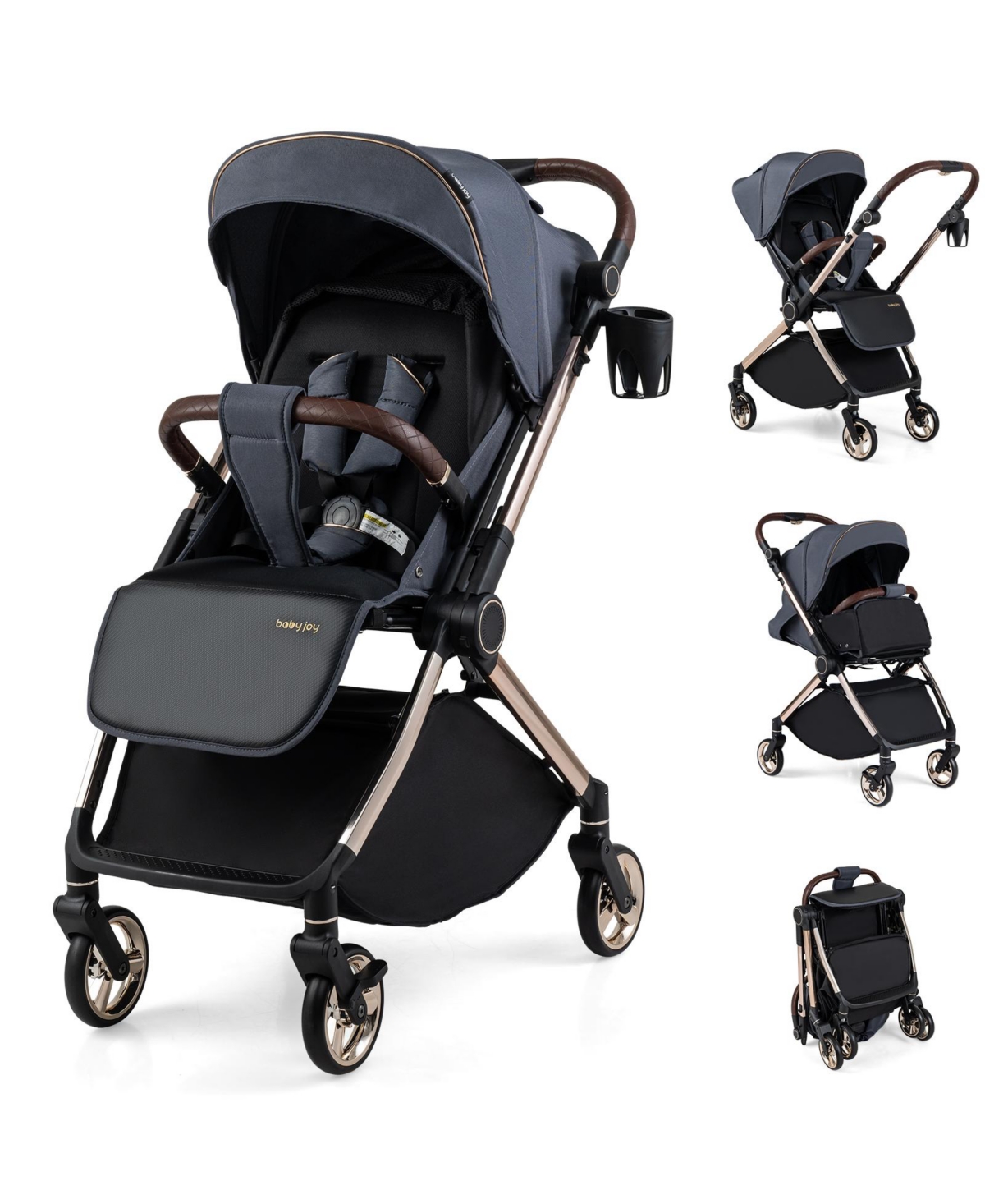 Costway Reversible Lightweight Foldable Baby Stroller - Black