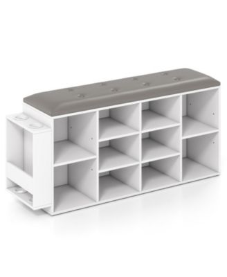 Shoe Storage Bench with a Side Umbrella Holder Stand