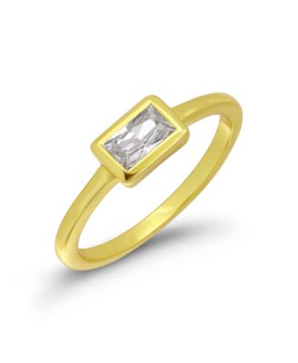 Cubic Zirconia Baguette Stackable Pinky Ring