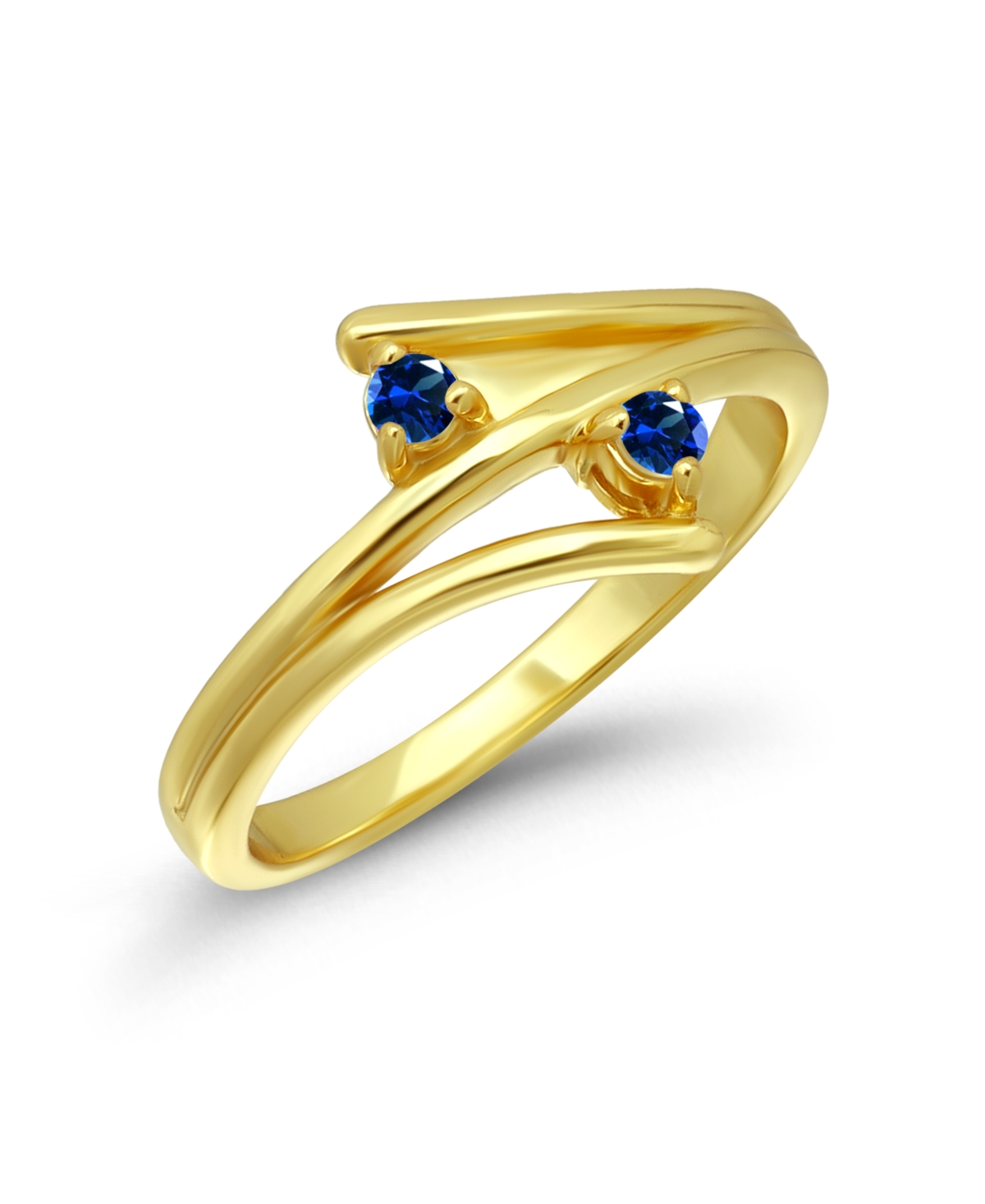 Macy's Blue Cubic Zirconia 14k Gold-Plated Bypass Ring - Gold/Dark Blue