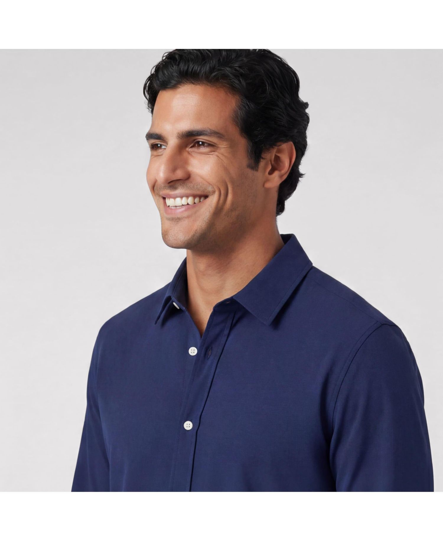 Men's Everywear Dobby-Weave Classic-Fit Shorter-Length Dress Shirt