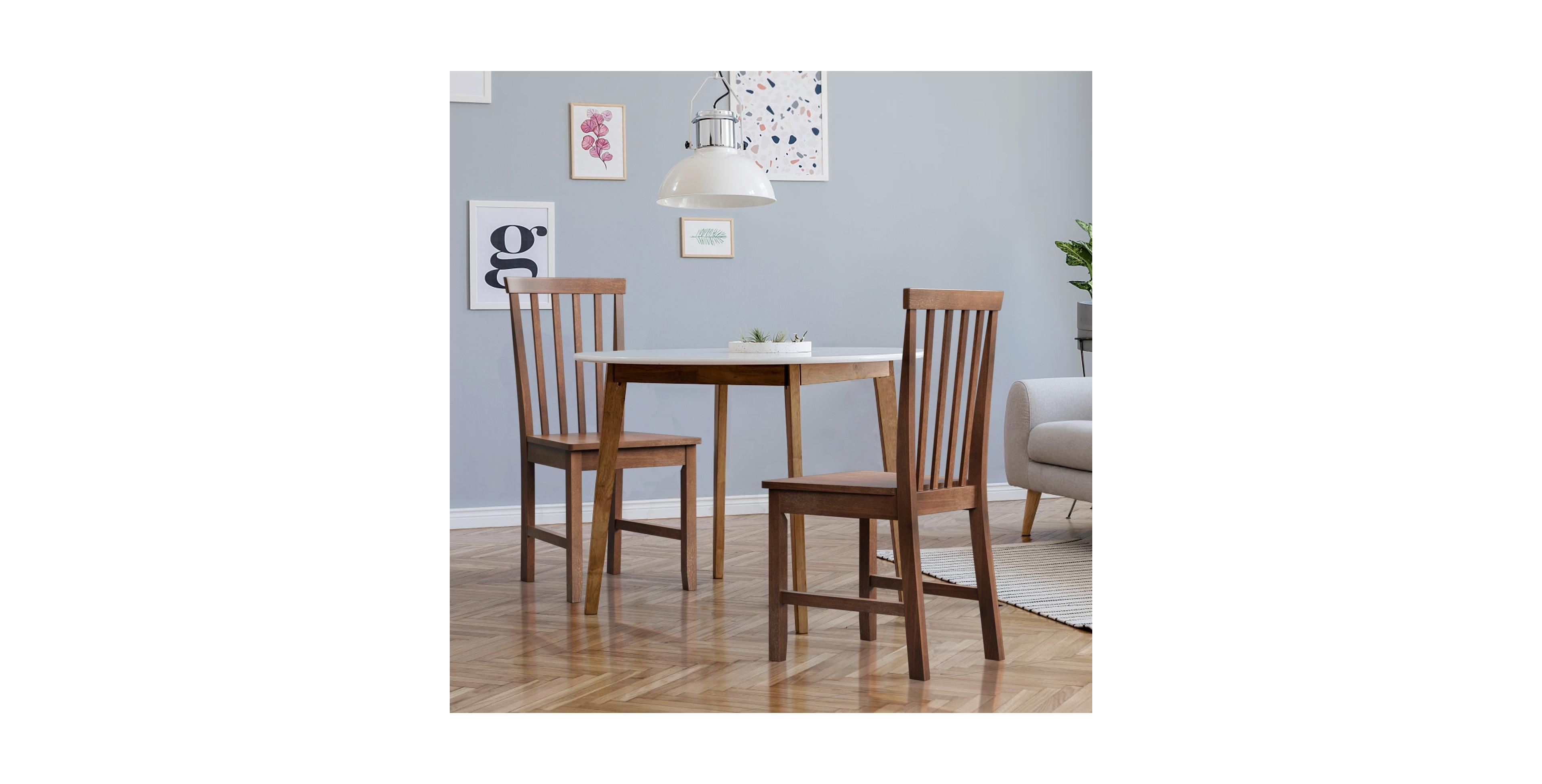 Mecale Set of 2 Dining Chairs with Solid Wooden Legs